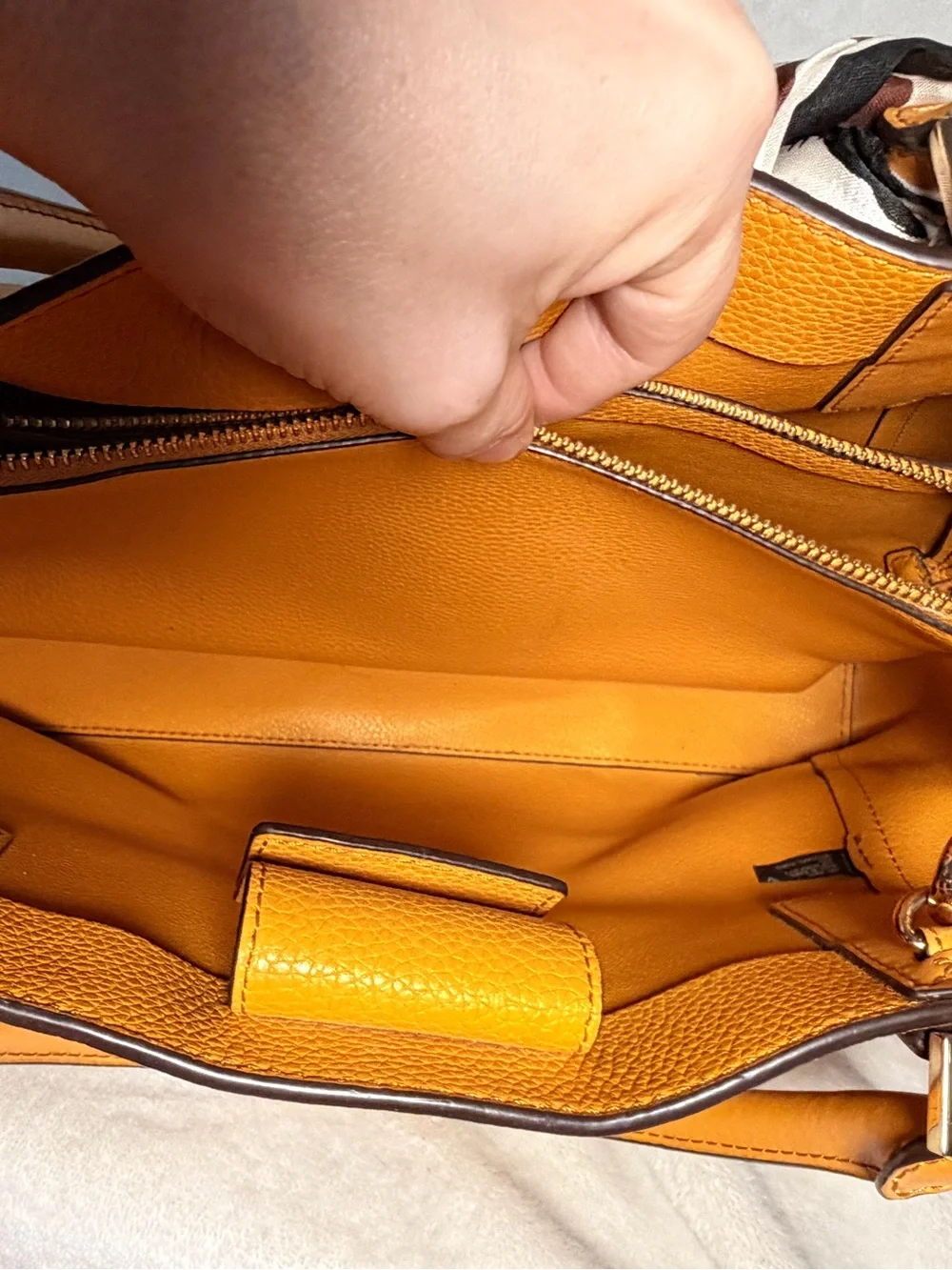 Michael Kors Mustard Yellow Leather Satchel Bag + Zip Wallet Set With Dust Bag
